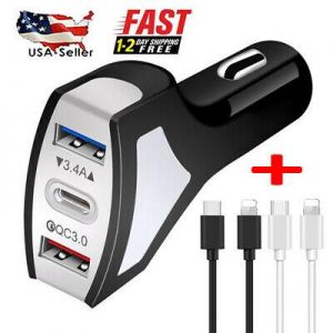 For iPhone 13 Pro 12 11 Pro Max XS XR 8 7 6 Fast Car Charger Adapter & iOS Cable